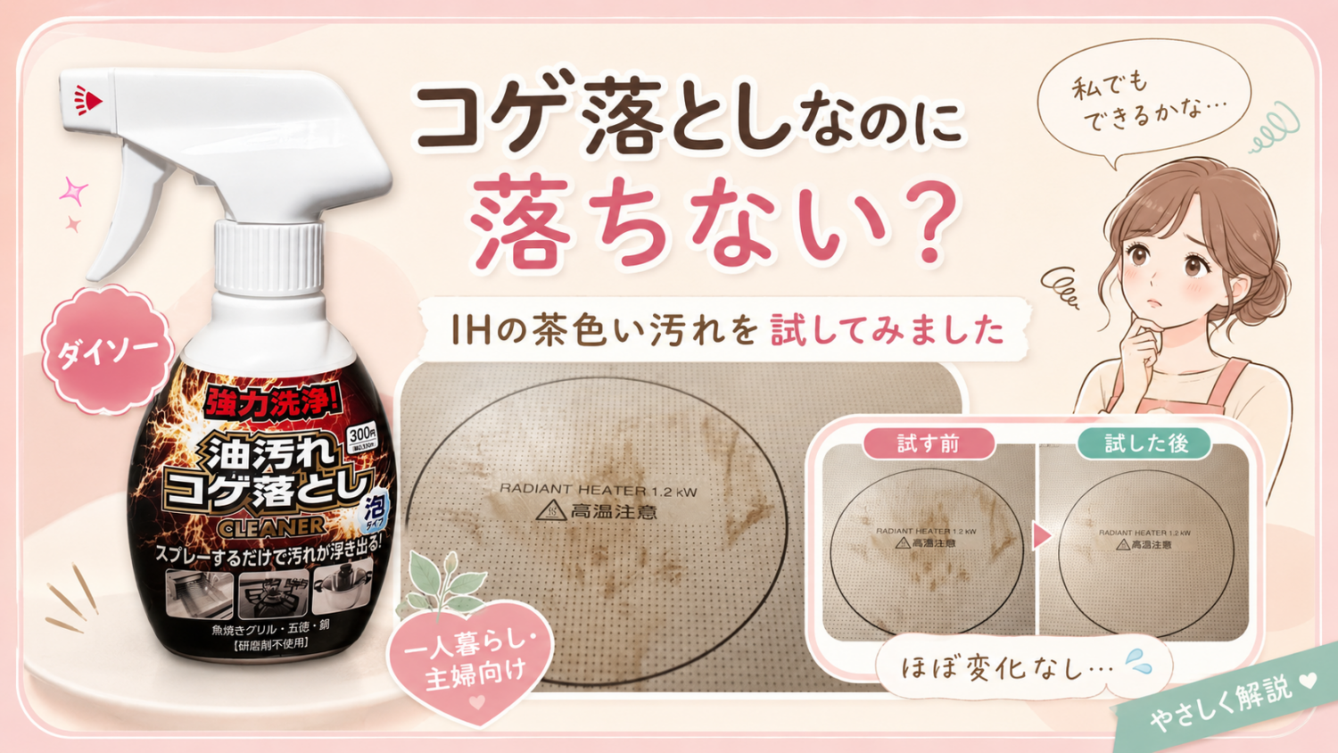 ダイソーのコゲ落とし洗剤を試す前のIHコンロ